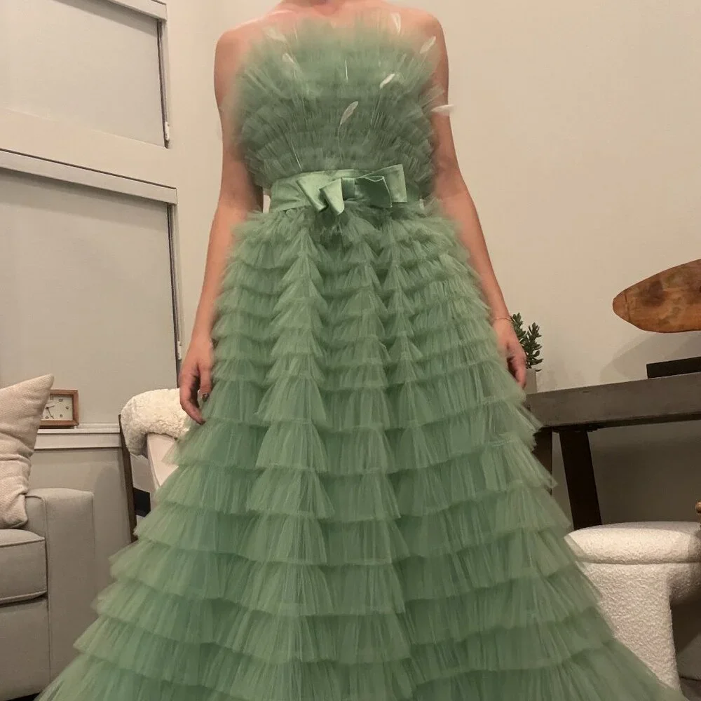 Green Ruffle Ball Gown - Picture 1 of 3